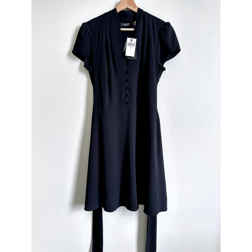 Lauren Ralph Lauren women's SHORT SLEEVE DAYDRESS Belted in black size 6 $220 - Picture 10 of 16
